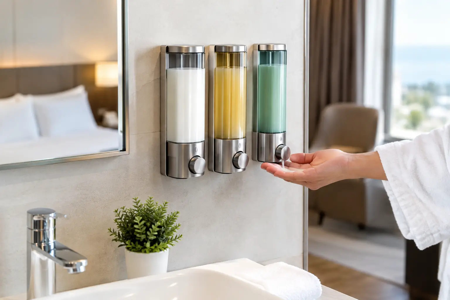 Dispensadores compartidos higiénicos para hoteles